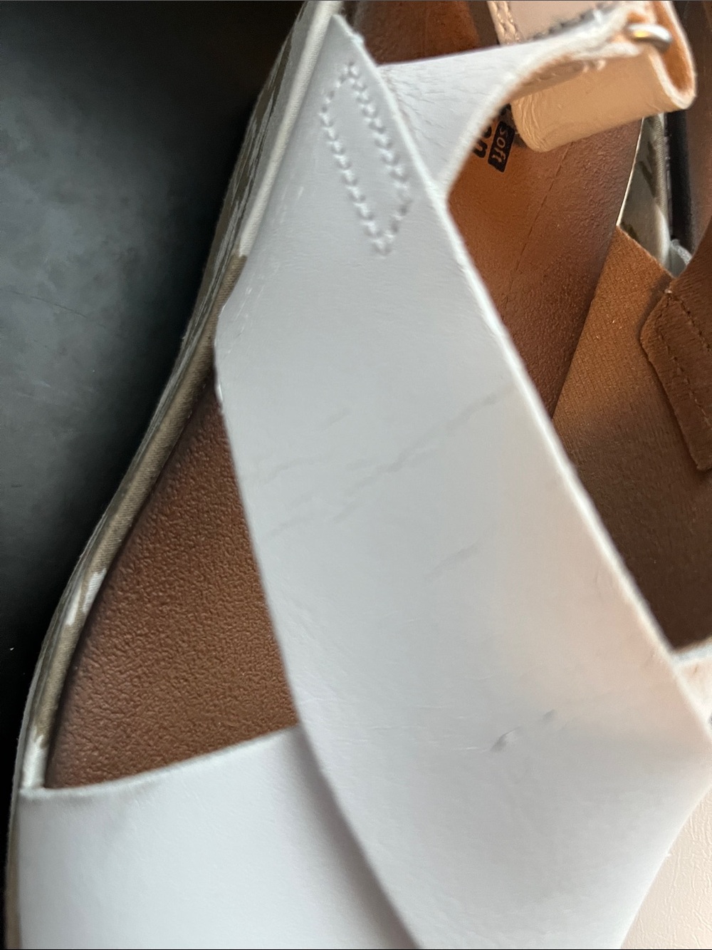 Clarks White Leather Cross-Strap Wedge Sandals - Picture 7 of 10